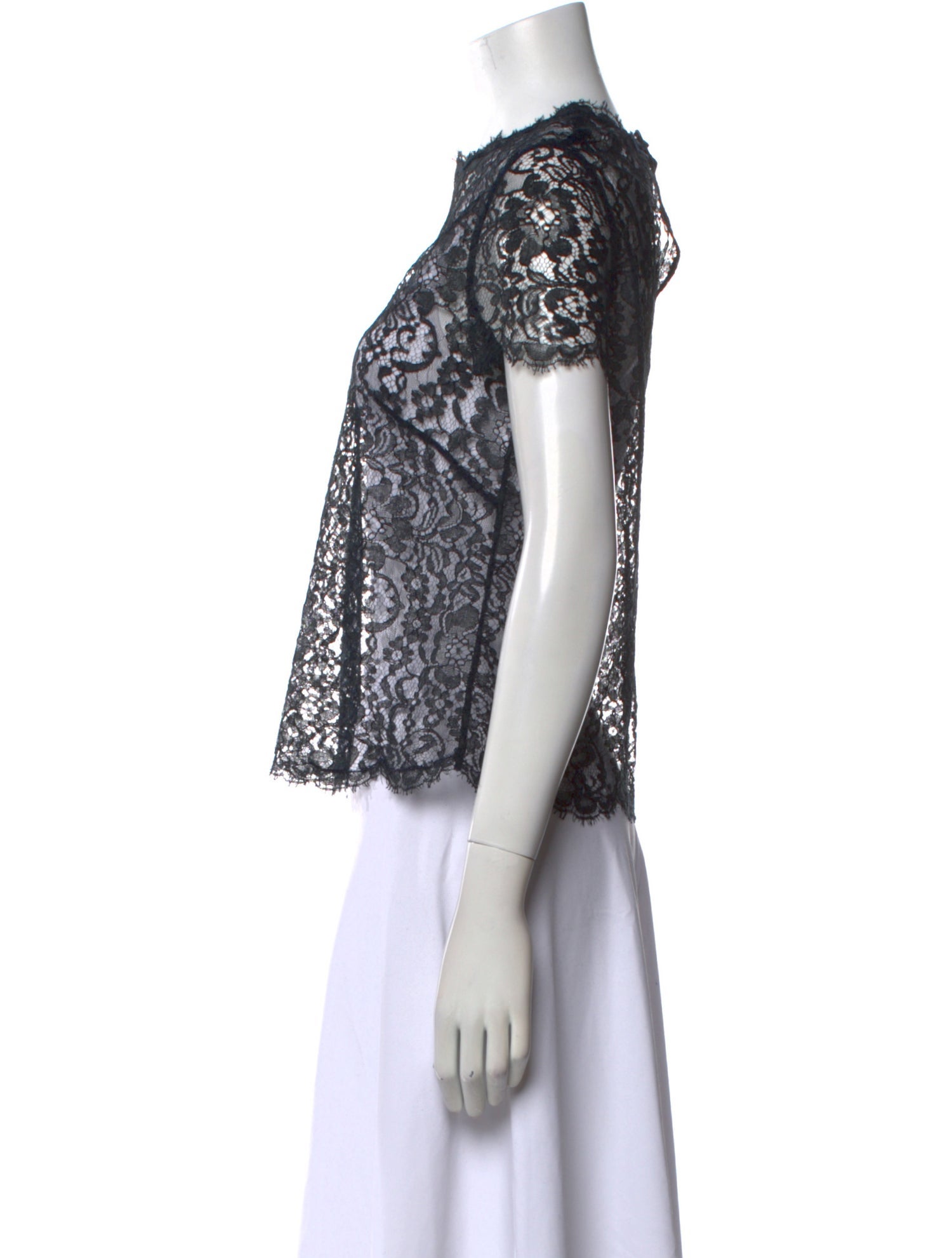 Valentino Lace Pattern Crew Neck Blouse